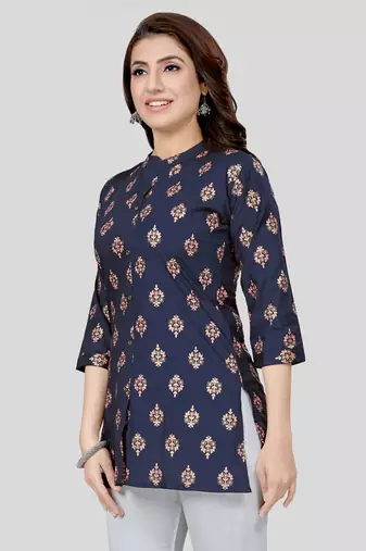  cotton blend printed short kurti