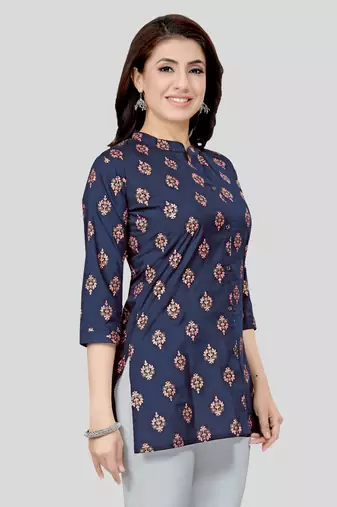  cotton blend printed short kurti