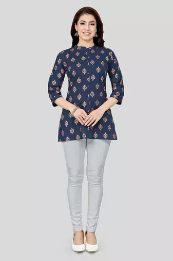  cotton blend printed short kurti