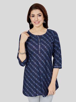  cotton blend printed short kurti 1