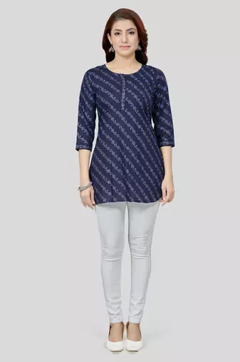  cotton blend printed short kurti
