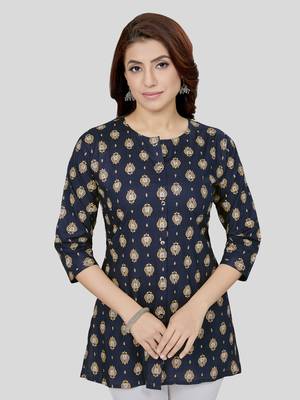  cotton blend printed short kurti 1
