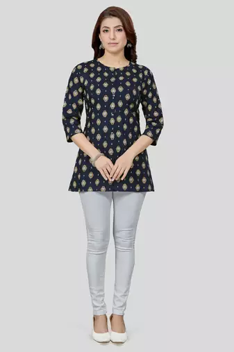  cotton blend printed short kurti