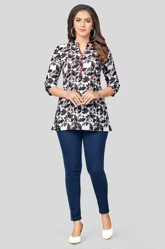  cotton blend printed short kurti