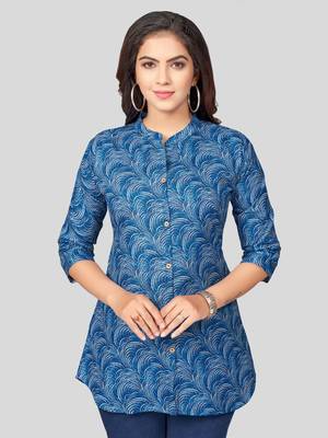  cotton blend printed short kurti 1