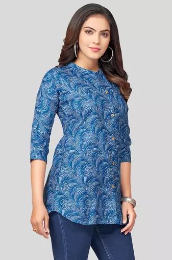  cotton blend printed short kurti