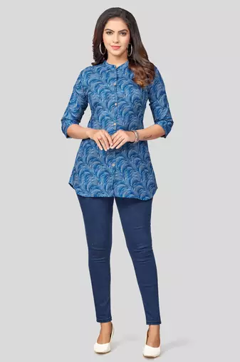  cotton blend printed short kurti