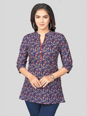  cotton blend printed short kurti 1