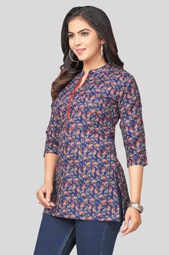  cotton blend printed short kurti