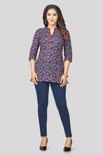  cotton blend printed short kurti