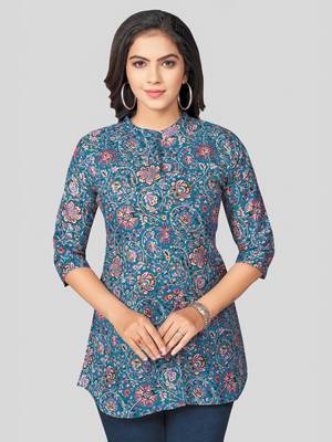  cotton blend printed short kurti 1
