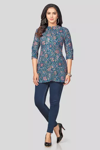  cotton blend printed short kurti