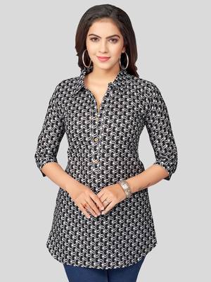  cotton blend printed short kurti 1