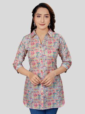  cotton blend printed short kurti 1