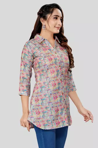  cotton blend printed short kurti