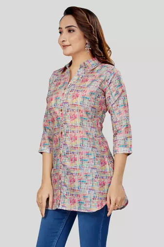  cotton blend printed short kurti