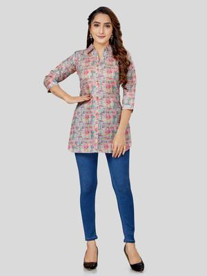  cotton blend printed short kurti 5