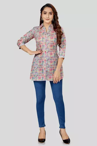  cotton blend printed short kurti