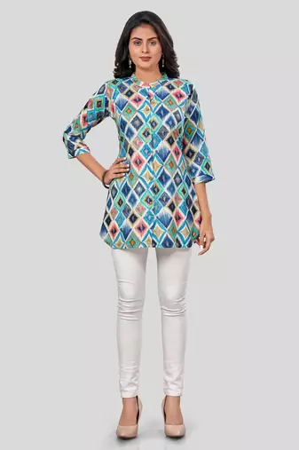  rayon printed short kurti