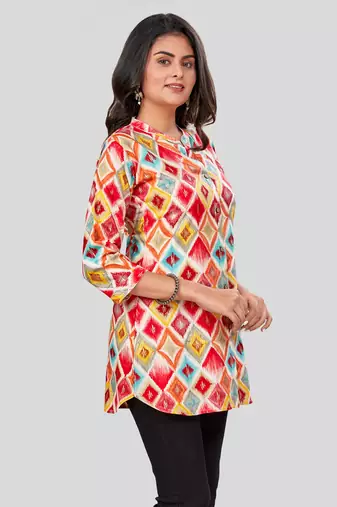  rayon printed short kurti