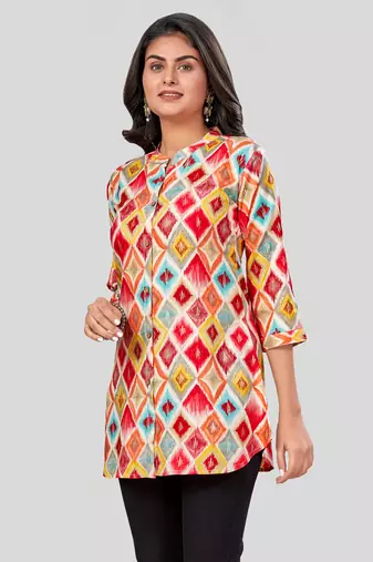  rayon printed short kurti
