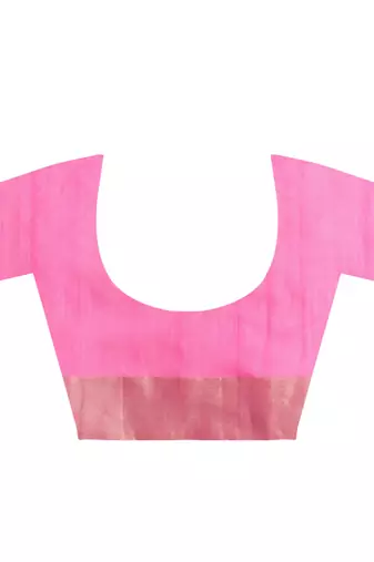 Pink Handwoven Cotton Silk Chanderi Saree with Blouse pc