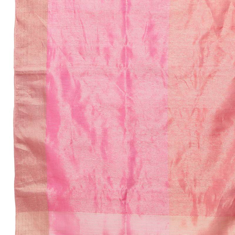 Pink Handwoven Cotton Silk Chanderi Saree with Blouse pc
