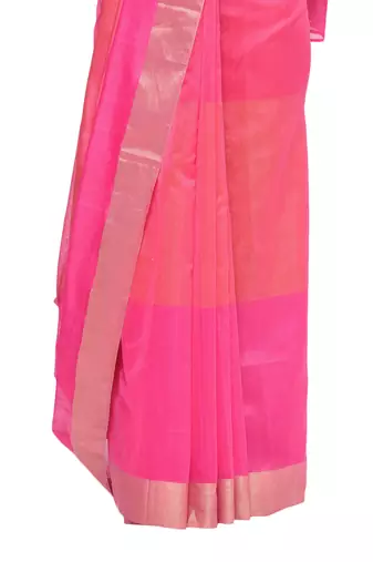 Pink Handwoven Cotton Silk Chanderi Saree with Blouse pc