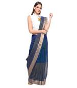Blue Handwoven Cotton Silk Chanderi Saree with Blouse pc