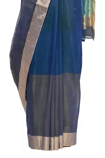 Blue Handwoven Cotton Silk Chanderi Saree with Blouse pc