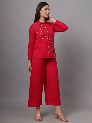 Pink Embroidered Cotton Co-ord Set 2