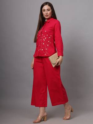 Pink Embroidered Cotton Co-ord Set 3