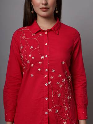 Pink Embroidered Cotton Co-ord Set 4