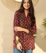 maroon abstract printed regular tunic