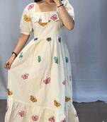 Women's butterfly print cotton maxi dress