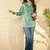 women sea green cotton blend floral printed regular tunic