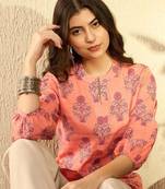 orange floral printed regular tunic