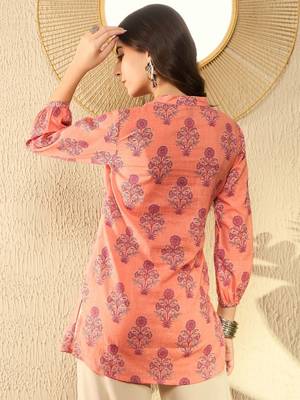 orange floral printed regular tunic 4