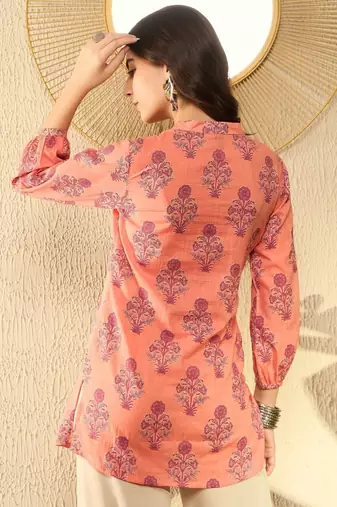 orange floral printed regular tunic