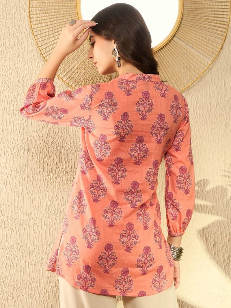 orange floral printed regular tunic