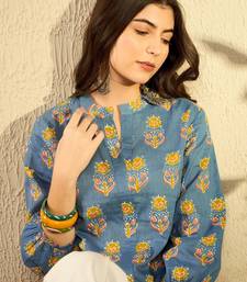 blue floral printed regular tunic