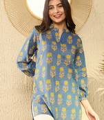 blue floral printed regular tunic