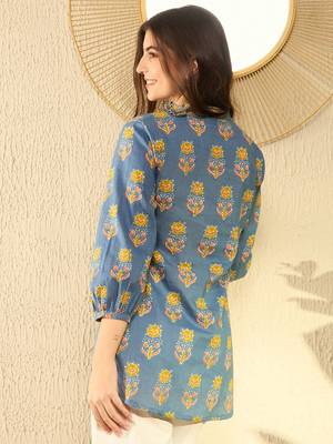 blue floral printed regular tunic 4