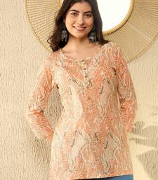 Orange Polyester Printed Top