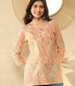 Orange Polyester Printed Top