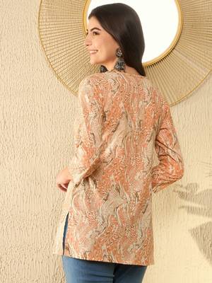 Orange Polyester Printed Top 3