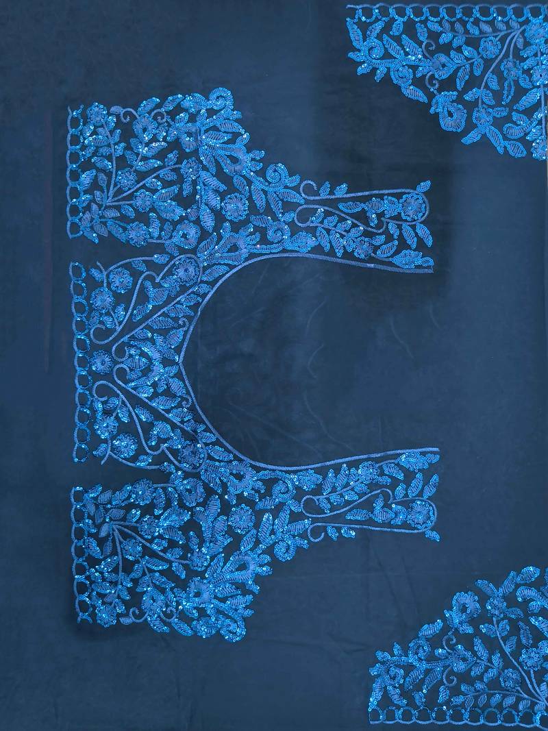 Navy Blue Georgette Sequin Embroidered Lehenga Choli