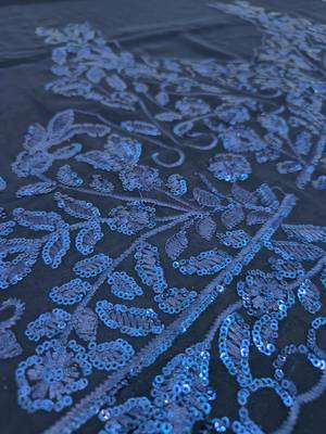 navy blue georgette sequin embroidered lehenga set choli with dupatta 9