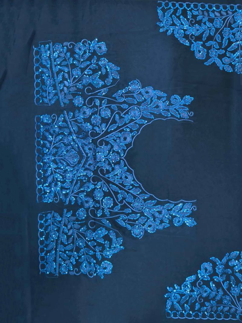 Navy Blue Georgette Sequin Embroidered Lehenga Choli