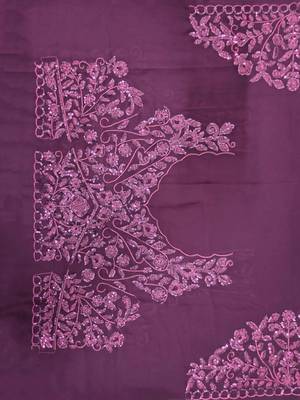 plum purple georgette sequin embroidered lehenga set choli with dupatta  7